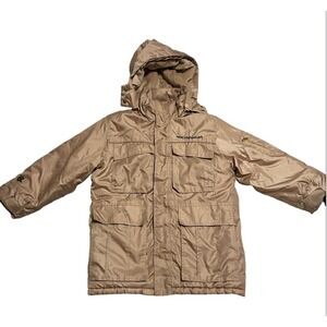 Rocawear Hooded Winter Coat Puffer‎ Jacket Warm Full Zip Beige Kids S